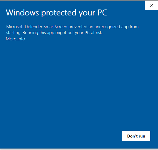 SmartScreen предупреждение